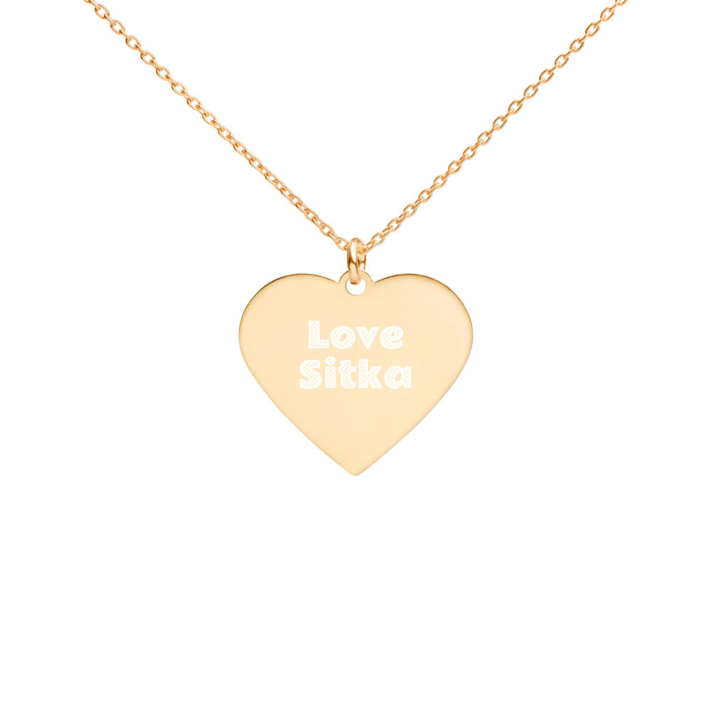 Love Sitka Engraved Silver Heart Necklace