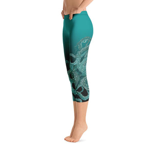 Teal Octopus Capri Leggings