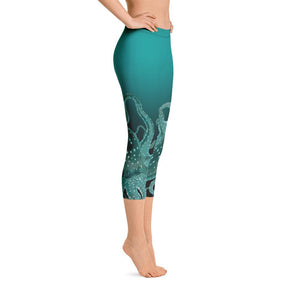 Teal Octopus Capri Leggings